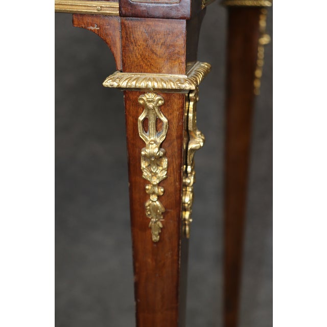 19th Century French Louis XVI Style Marble Top Writing Table With Bronze Mounts For Sale - Image 9 of 10