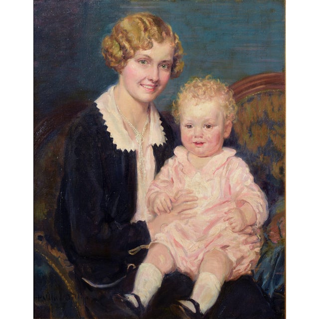 Excellent figurative painting of a mother and child by H. Willard Ortlip (American, 20th Century), 1927. Signature and...