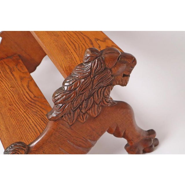 Victorian Oak Lion Library Ladder, 1900 For Sale - Image 13 of 18