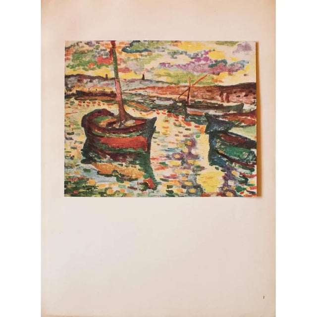 An excellent period offset lithograph, print, of painting "Les Barques" (The Boats, 1906) by Georges Braque. Signed in the...
