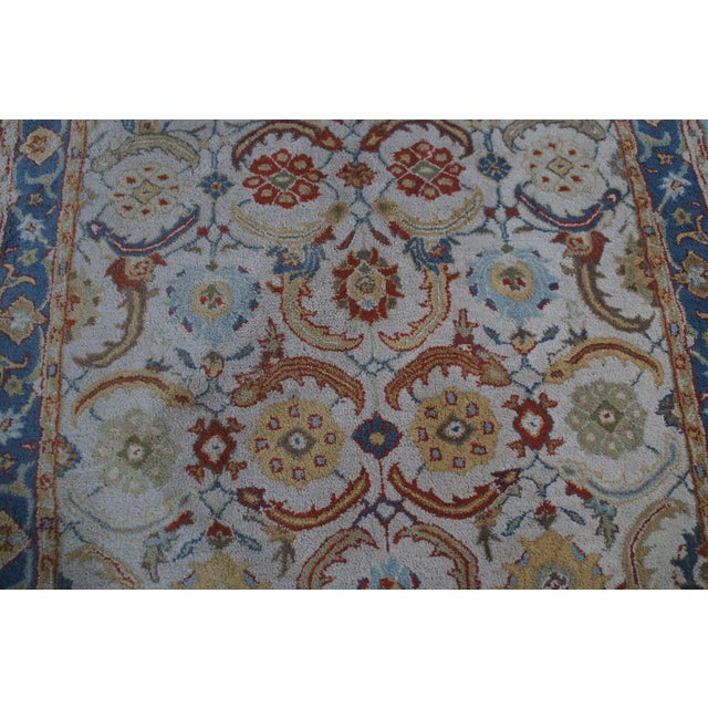 Woolmark Hand-Tufted Oriental Floral Eva Area Rug Beige Blue 5' X 8' For Sale - Image 9 of 13