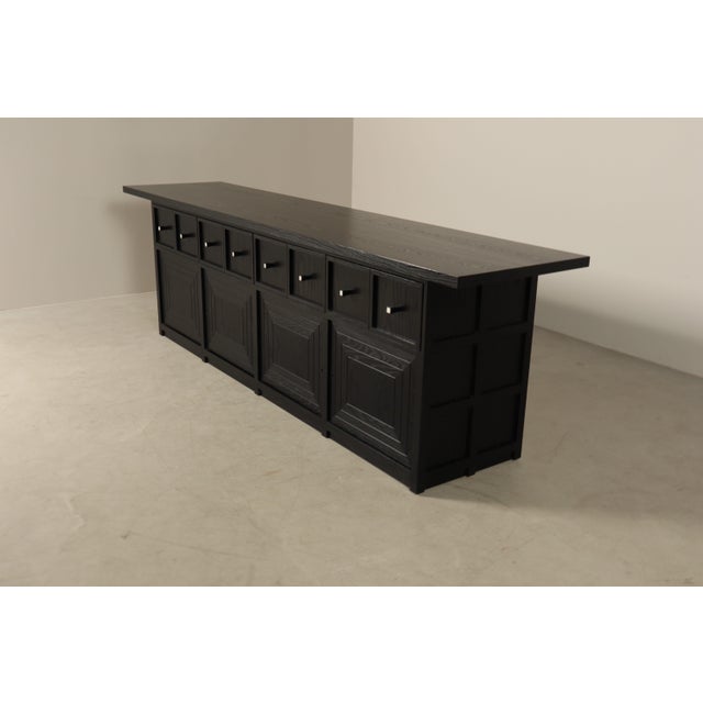Large Architectural 4-Door Sideboard in Ebonized Wood, 1990s For Sale - Image 9 of 17