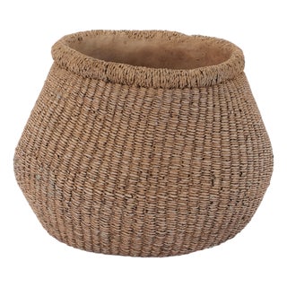Braided Weave Cement Vase 9"D For Sale