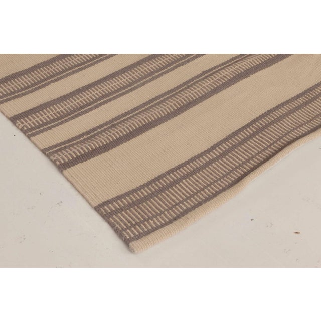 Early 21st Century Modern Striped Beige and Brown Handmade Wool Rug by Doris Leslie Blau For Sale - Image 5 of 7