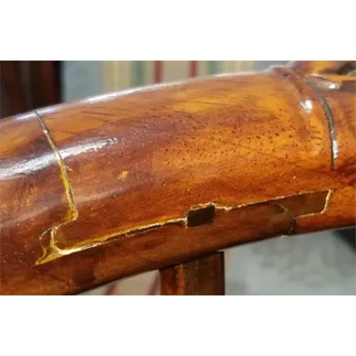 Chestnut Pair of Vintage Hand Carved Horseshoe Chairs For Sale - Image 8 of 10