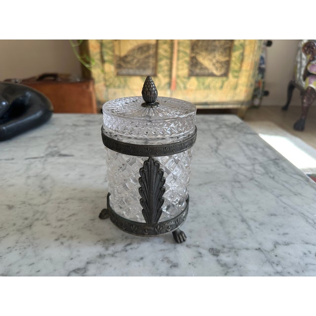 19th Century Italian Art Nouveau Rock Crystal Jar with Lid Faceted Cut and Ornamental Mount, 1890s For Sale - Image 5 of 18