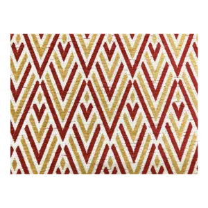 Maxwell Fabrics Quake Meteor Geometric Rusty Red Mustard Yellow Beige Performance Upholstery Drapery Chenille Fabric