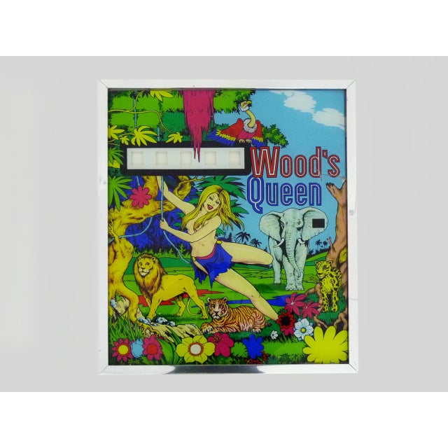Woods Queen Pinball Machine Backglass, 1970s For Sale - Image 11 of 11