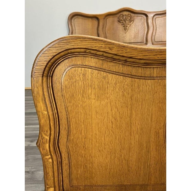Vintage French Louis XVI Double Bed Frame in Oak For Sale - Image 5 of 11
