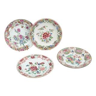 Chinese Export Famille Rose Porcelain Plates, 4 For Sale