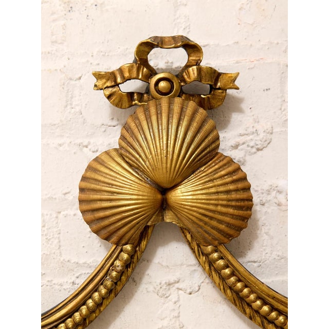 Vintage Hollywood Regency Black & Gold Gilt Wall Mirror For Sale - Image 4 of 12