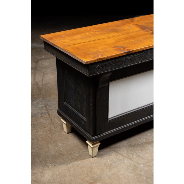 Wood Early 20th Century Butcher's Counter With Milk Glass Panels For Sale - Image 7 of 11