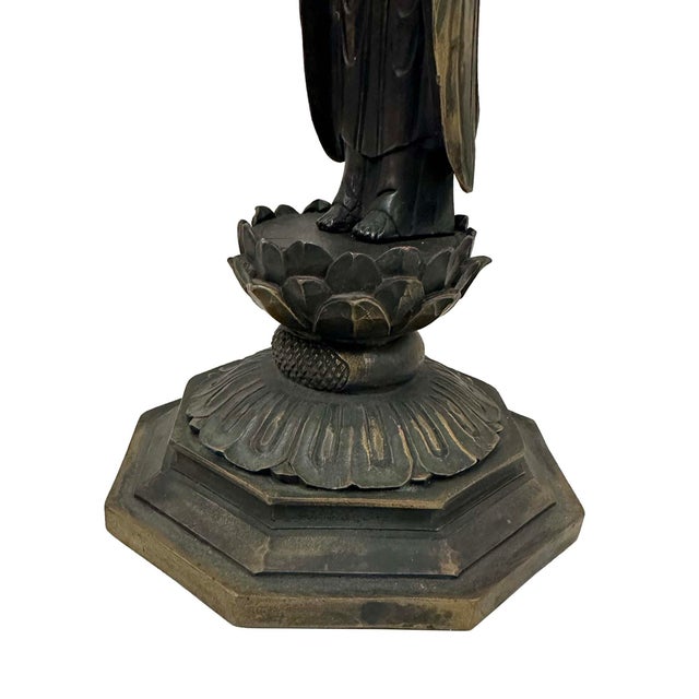 Antique Chinese Bronze Buddha Amitabha (Amida Nyorai) Statue For Sale - Image 10 of 11