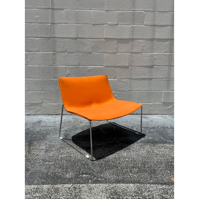 Vintage MCM Wool & Chrome Lounge Chair For Sale - Image 4 of 6