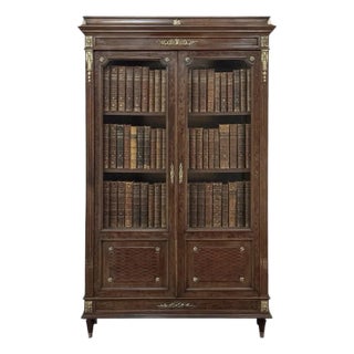 19th Century French Louis XVI Bookcase in Acajou Moucheté Mahogany For Sale