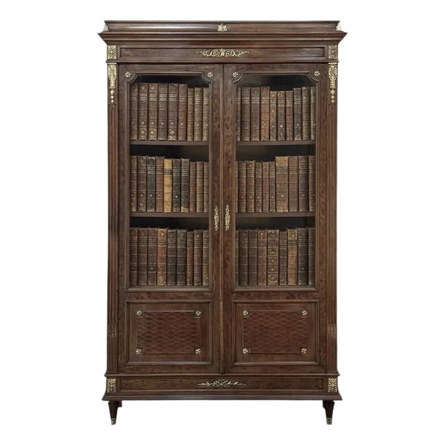 19th Century French Louis XVI Bookcase in Acajou Moucheté Mahogany For Sale