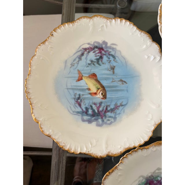 Antique Limoges France Fish Serving Set. Includes One-24” Fish Platter & Eight 9” Plates For Sale - Image 9 of 12