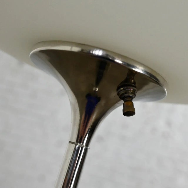 Mid-Century Modern Chrome Floor Lamp With Frosted Glass Mushroom Globe by Laurel Lamp Co. For Sale - Image 10 of 13