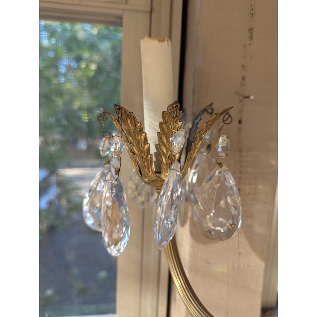 Mid Century Crystal Chandelier FIVE-Light Hollywood Regency Style For Sale - Image 13 of 14