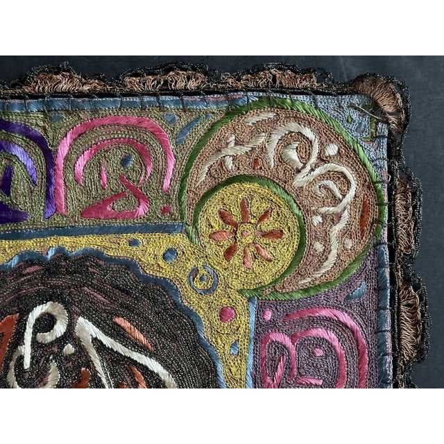 Textile Antique Ottoman Empire Turkish Metallic Embroidery Textile Panel For Sale - Image 7 of 12