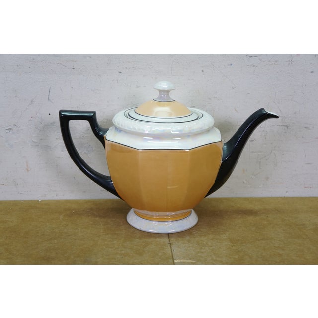 Antique Art Deco Palt Adolf Laufer Bohemian Czech Iridescent Lustreware Tea Set - 21 pcs For Sale - Image 12 of 13