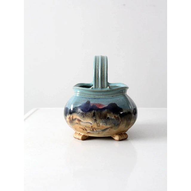 Contemporary Carl Sheehan Fire Hole Pottery Ceramic Basket Ca 1999 For Sale - Image 3 of 13