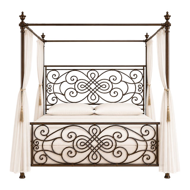 Designer Iron Canopy King Bed For Sale