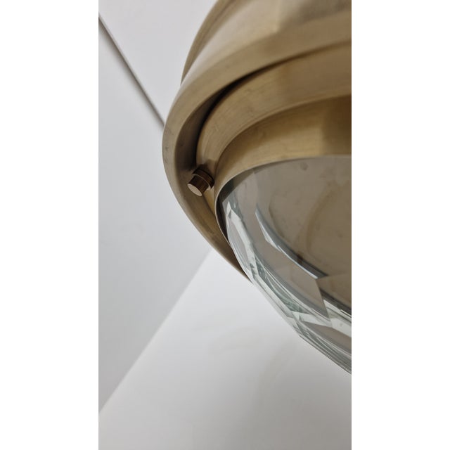 Brass-Plated Aluminum Chandelier with Diamond-Shaped Glass Lampshade by Pia Guidetti Crippa for Lumi, 1970s For Sale - Image 12 of 13