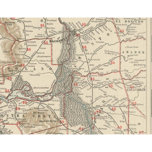 Antique Map of California, The Golden State from Rand McNally, 1899 For Sale - Image 4 of 12