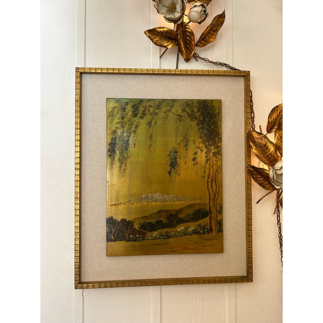 Pair of Vintage Original Oil on Board With New Linen Float Mat and Original Wood and Gold Leaf Frames For Sale - Image 14 of 18