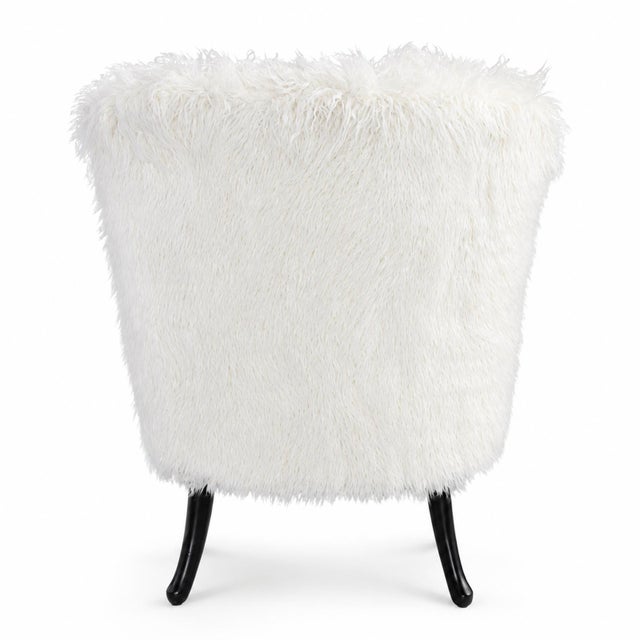 White Faux Fur Arm Chair For Sale - Image 4 of 7