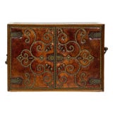 A Mid-Century Studded Leather Covered Bar Cabinet in the Spanish Revival Taste, For Sale