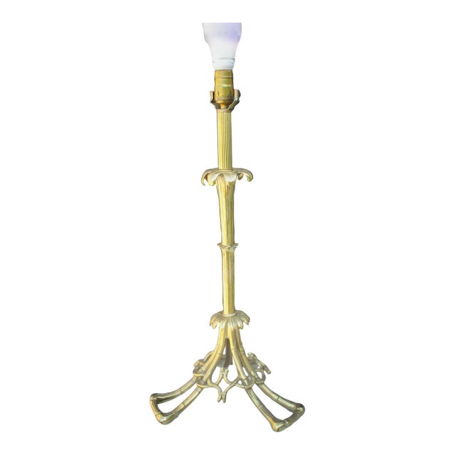 1970s Cailar Bayard Bronze Faux Bamboo Table Lamp For Sale