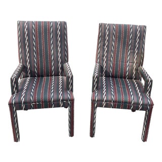 1980s Upholstered Parsons Chairs - a Pair For Sale