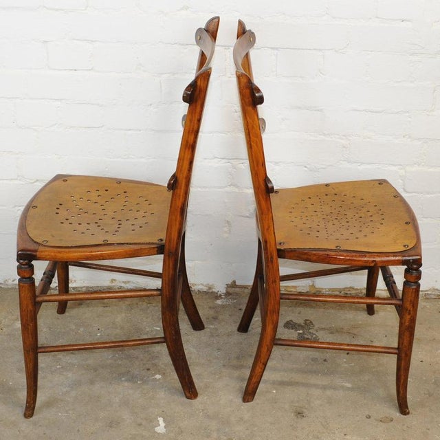Vintage Punched Seat Dining Chairs in Wood from Luterma, Estonia, Set of 2 For Sale - Image 5 of 15