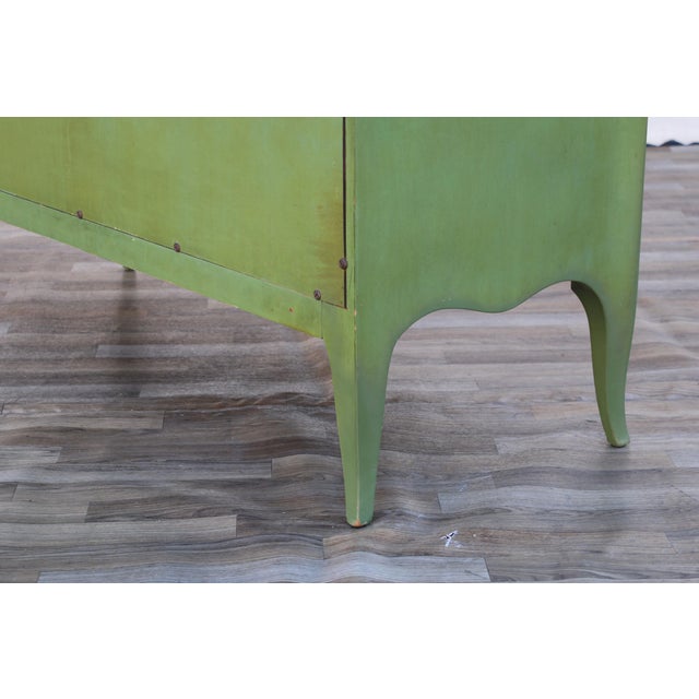French Provincial Hand-Painted Green Five-Drawer Dresser, Circa 1950s For Sale - Image 18 of 18