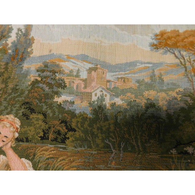 Yellow Vintage French Wall Hanging Tapestry. For Sale - Image 8 of 12