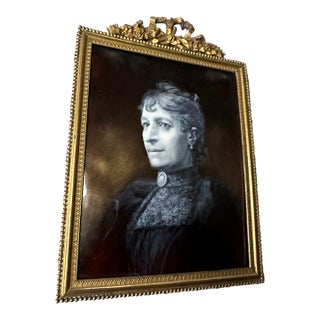Antique Enamel on Copper Portrait, France, 19th C. For Sale