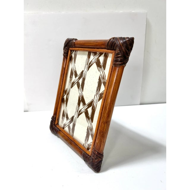 1980s Vintage Boho Rattan & Bamboo Picture Frame For Sale - Image 5 of 8