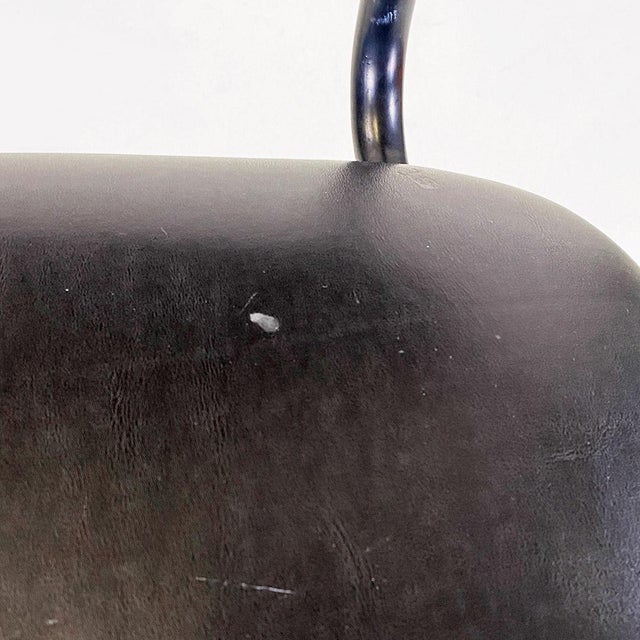 Modern Italian Chair in Metal and Black Leather with Arms, 1960s For Sale - Image 15 of 18