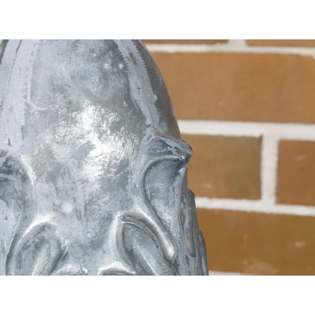 Zinc Crowned Acorn 1920s Decorative Element Mounted on Circular Lucite Base For Sale In Atlanta - Image 6 of 12