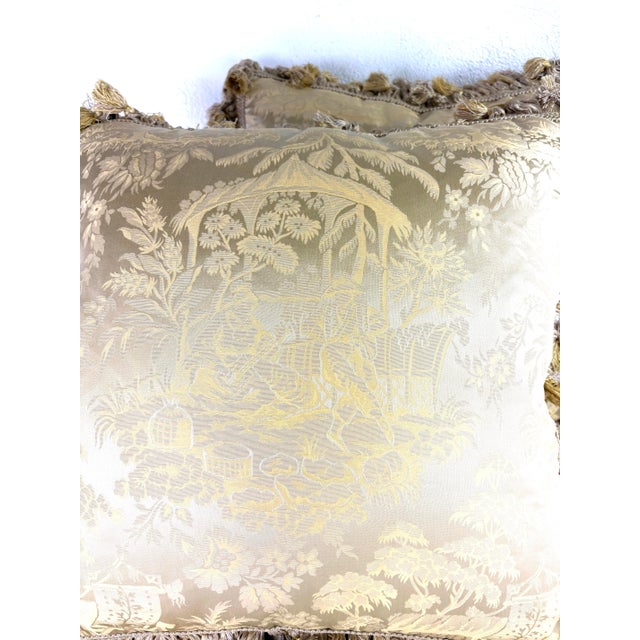 The Silk Trading Co. Tasseled Chinoiserie Silk Pillows/a Pair. For Sale - Image 9 of 11