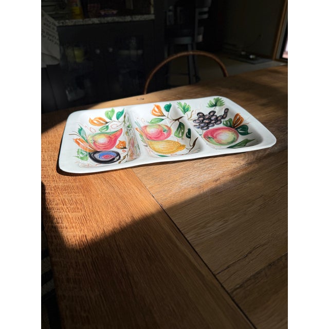 1950s 1950s Italian Hand Painted Fruit Serving Platter Ceramic For Sale - Image 5 of 11
