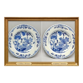 18th-Century Delftware Plates With Maker's Mark, a Pair For Sale