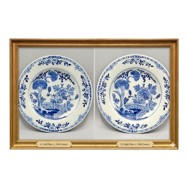 18th-Century Delftware Plates With Maker's Mark, a Pair For Sale