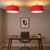 Crimson Red Linen Drum Semi Flush Mount Ceiling Light - Red Fabric Shade - Available in Satin Nickel and Weathered Brass...