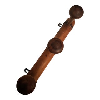20th Century Rustic French Faux Bamboo Carved 3 Peg Wall Mount Coat/Hat Rack For Sale