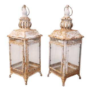 Rustic Pagoda Lanterns, a Pair For Sale