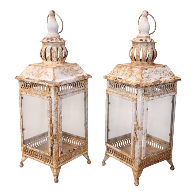 Rustic Pagoda Lanterns, a Pair For Sale