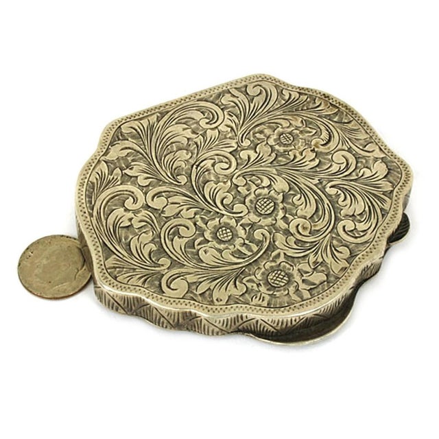 Antique Silver 800 Hand Painted Porcelain Powder Compact Shepherd Scene For Sale - Image 4 of 5